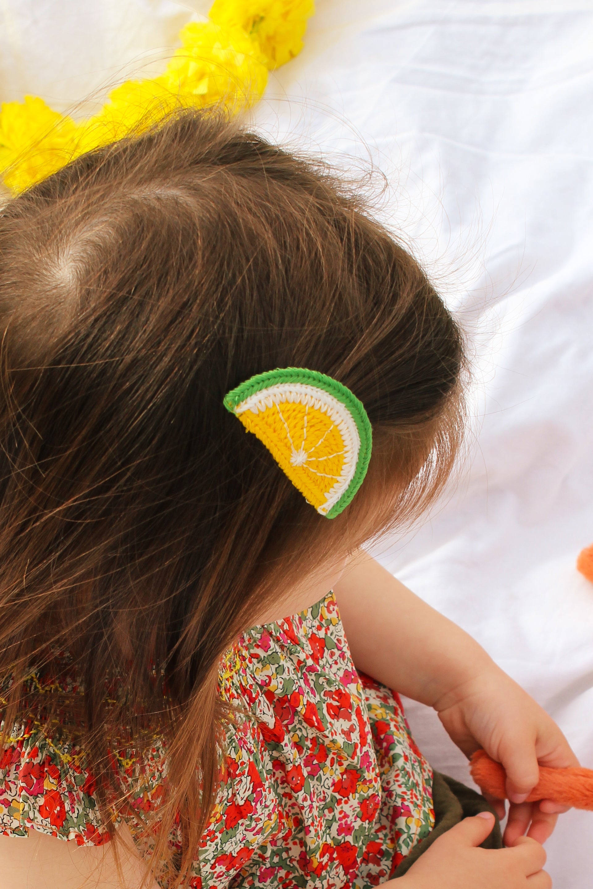 Barrettes crochet - Citron