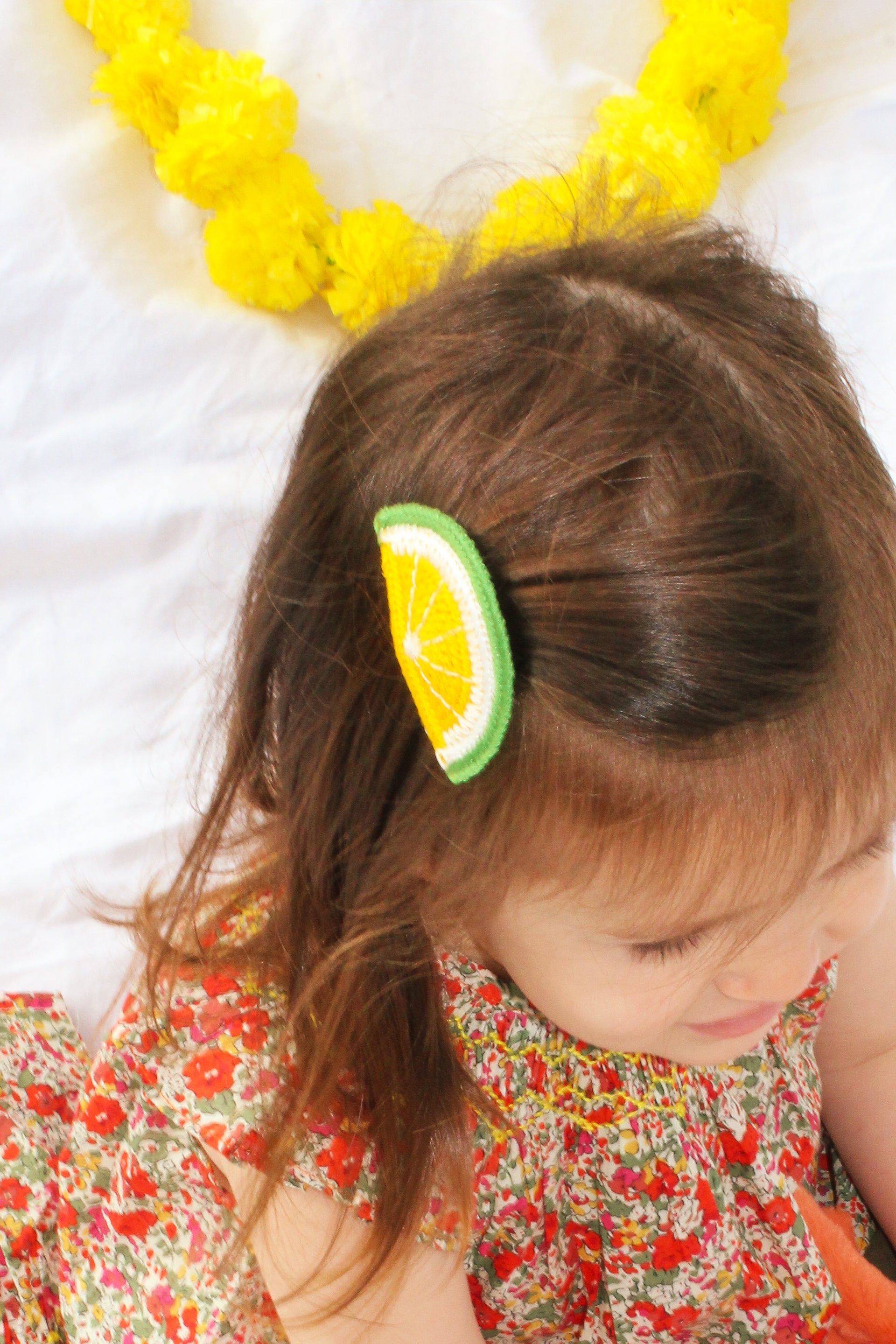 Barrettes crochet - Citron
