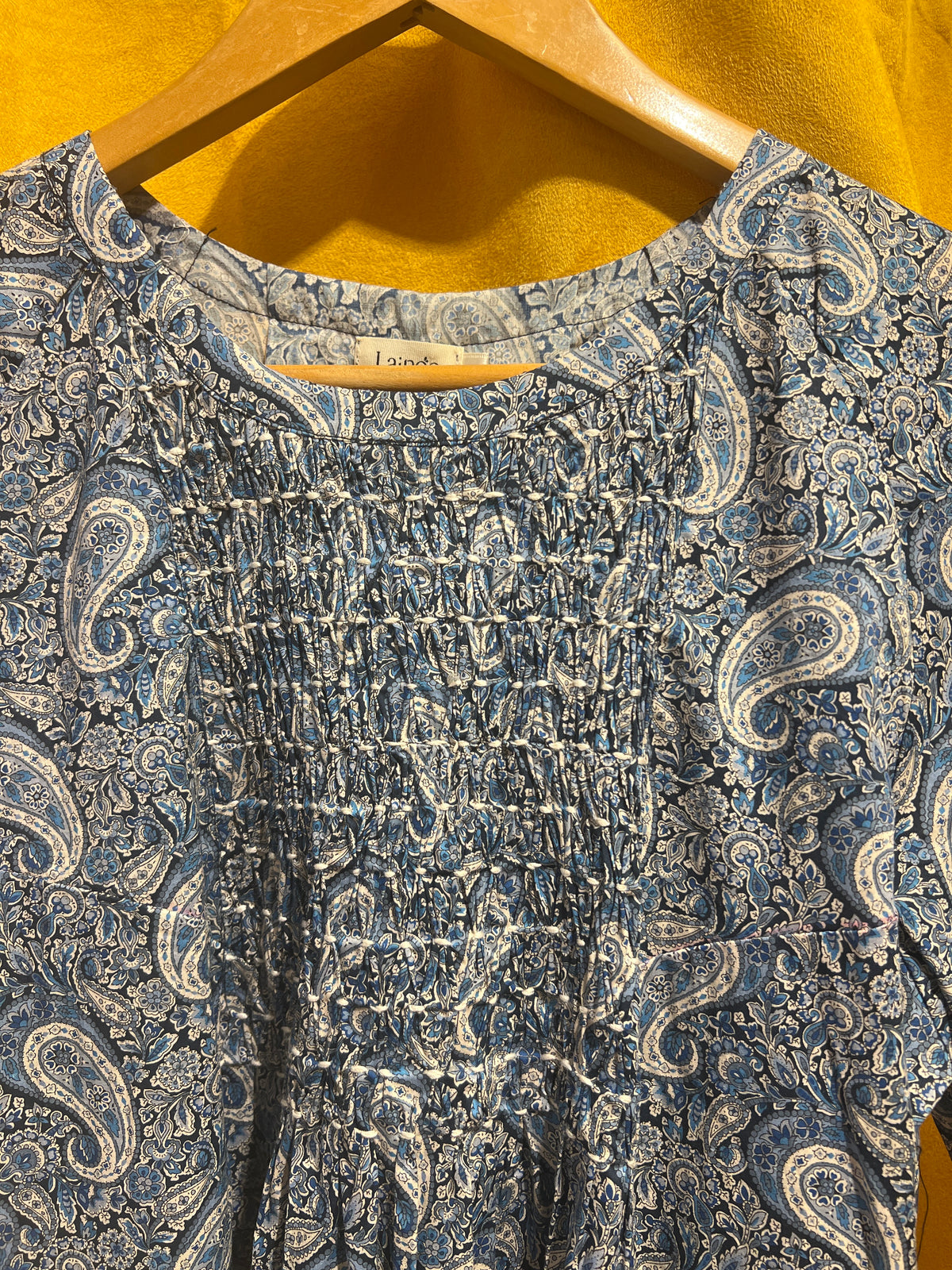 Robe Yvette manches 3/4 - Cachemire bleu