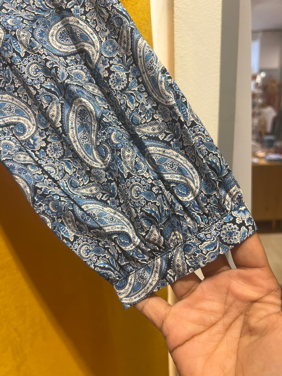 Robe Yvette manches 3/4 - Cachemire bleu
