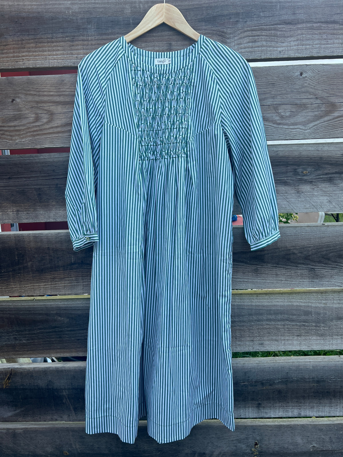 Robe Yvette manches longues - Rayé vert