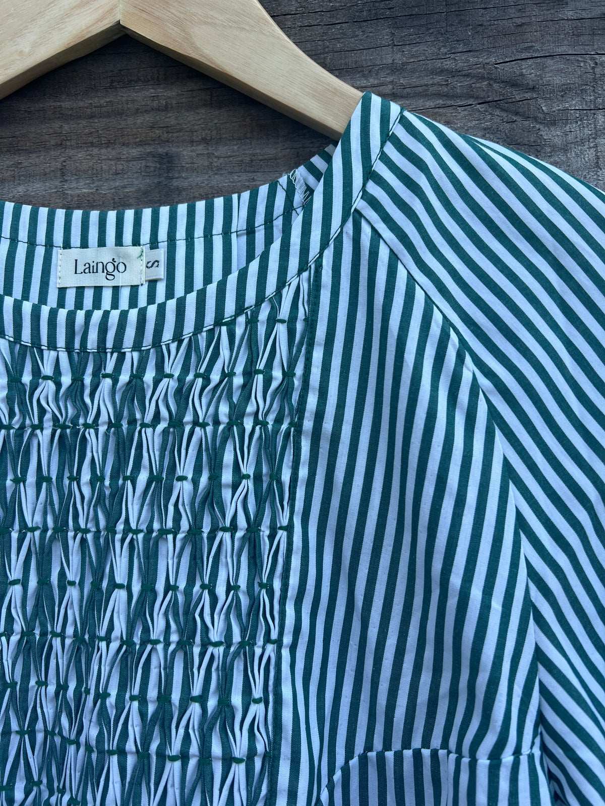 Robe Yvette manches longues - Rayé vert