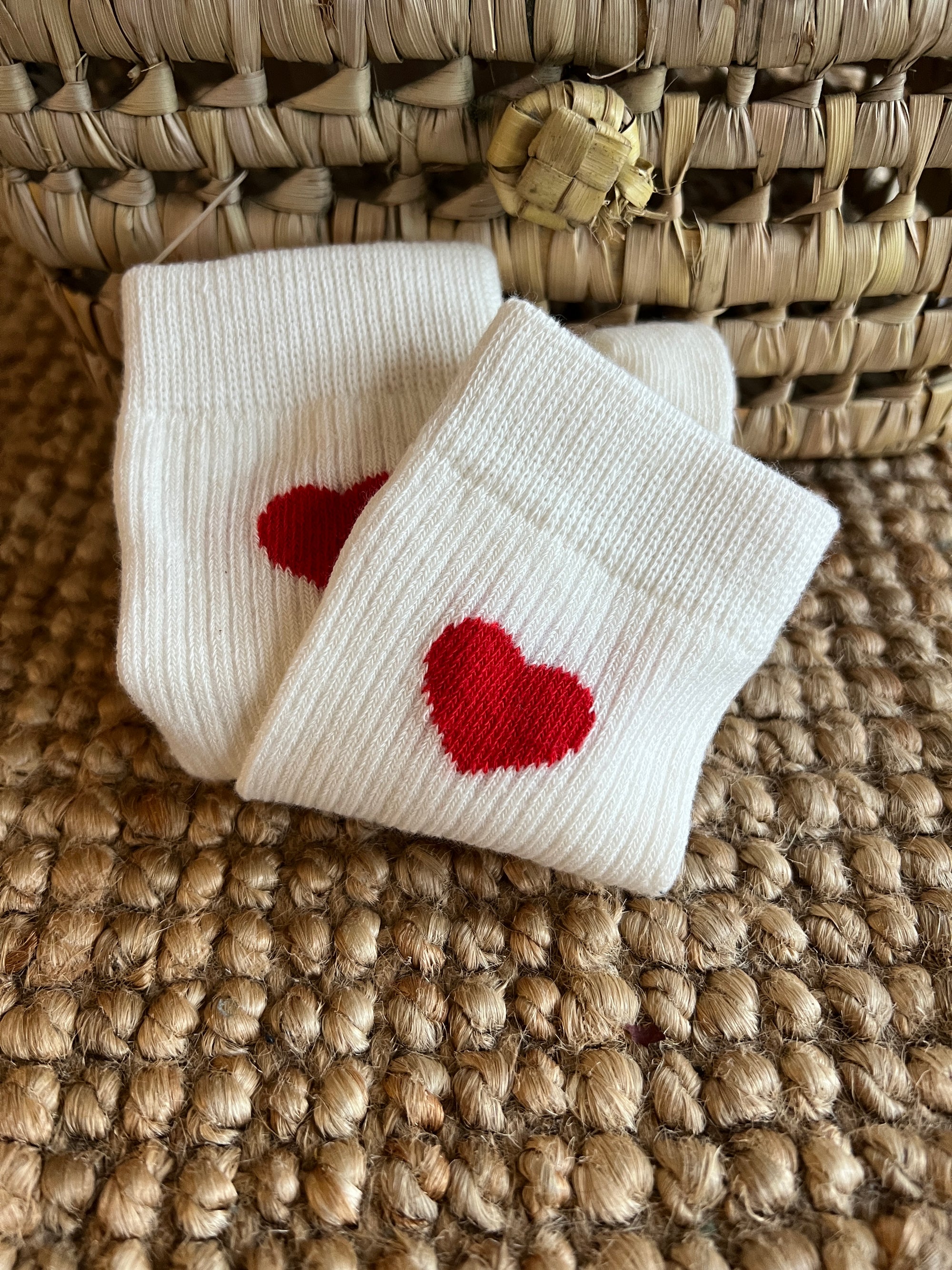 Chaussettes-Coeur Rouge