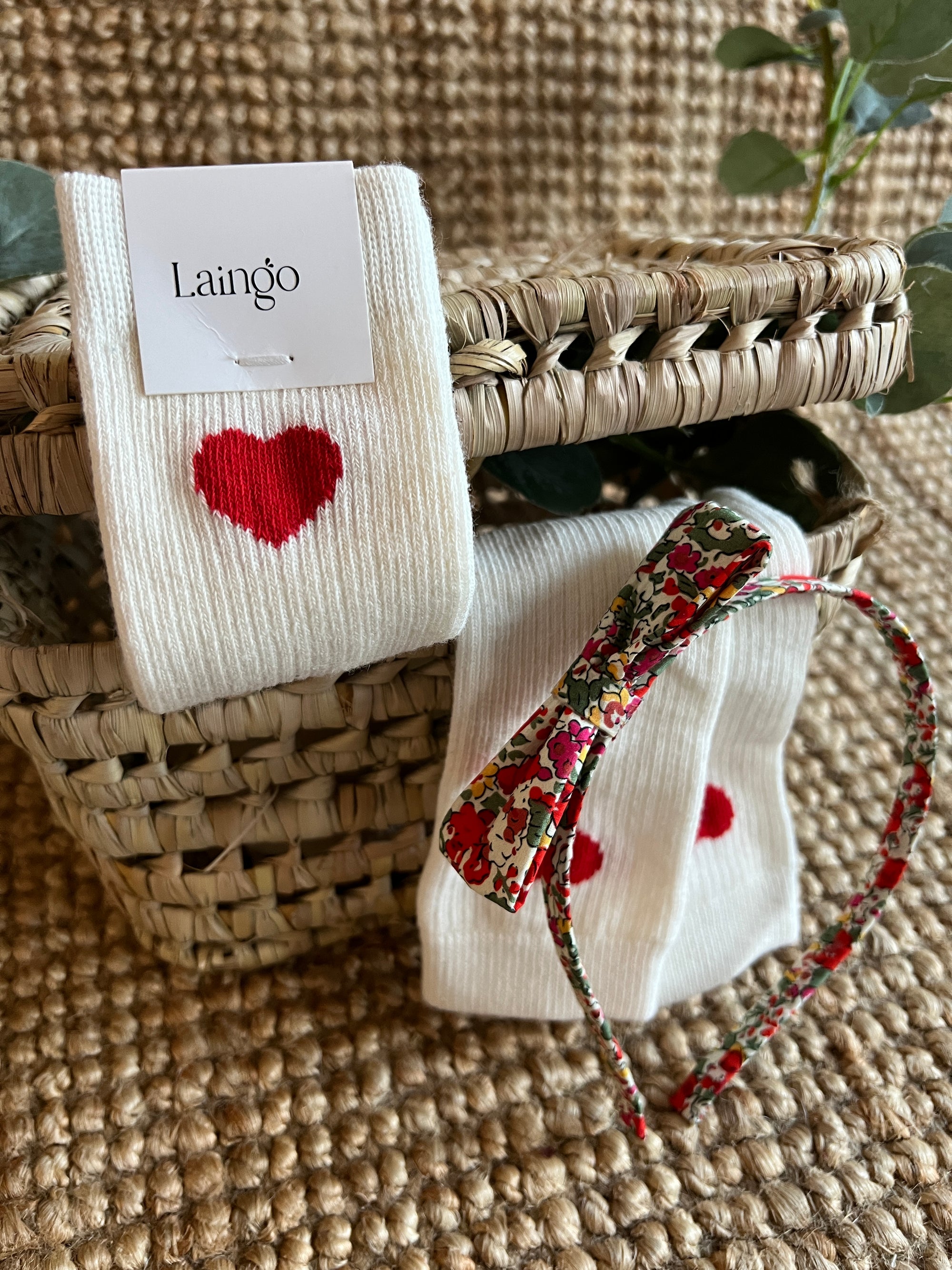 Chaussettes-Coeur Rouge