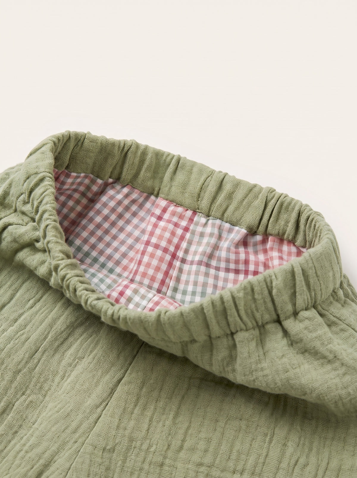 Bloomer Romy double gaze verte - détail de la doublure vichy