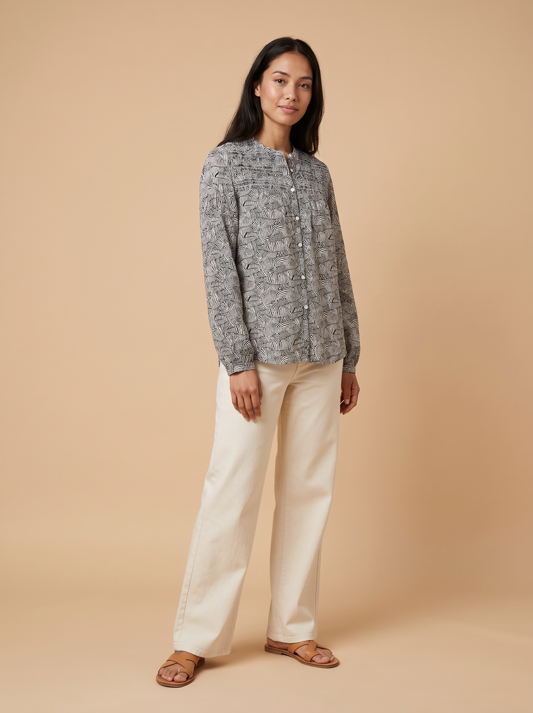 Blouse Gio zèbre — vue 3/4 portée