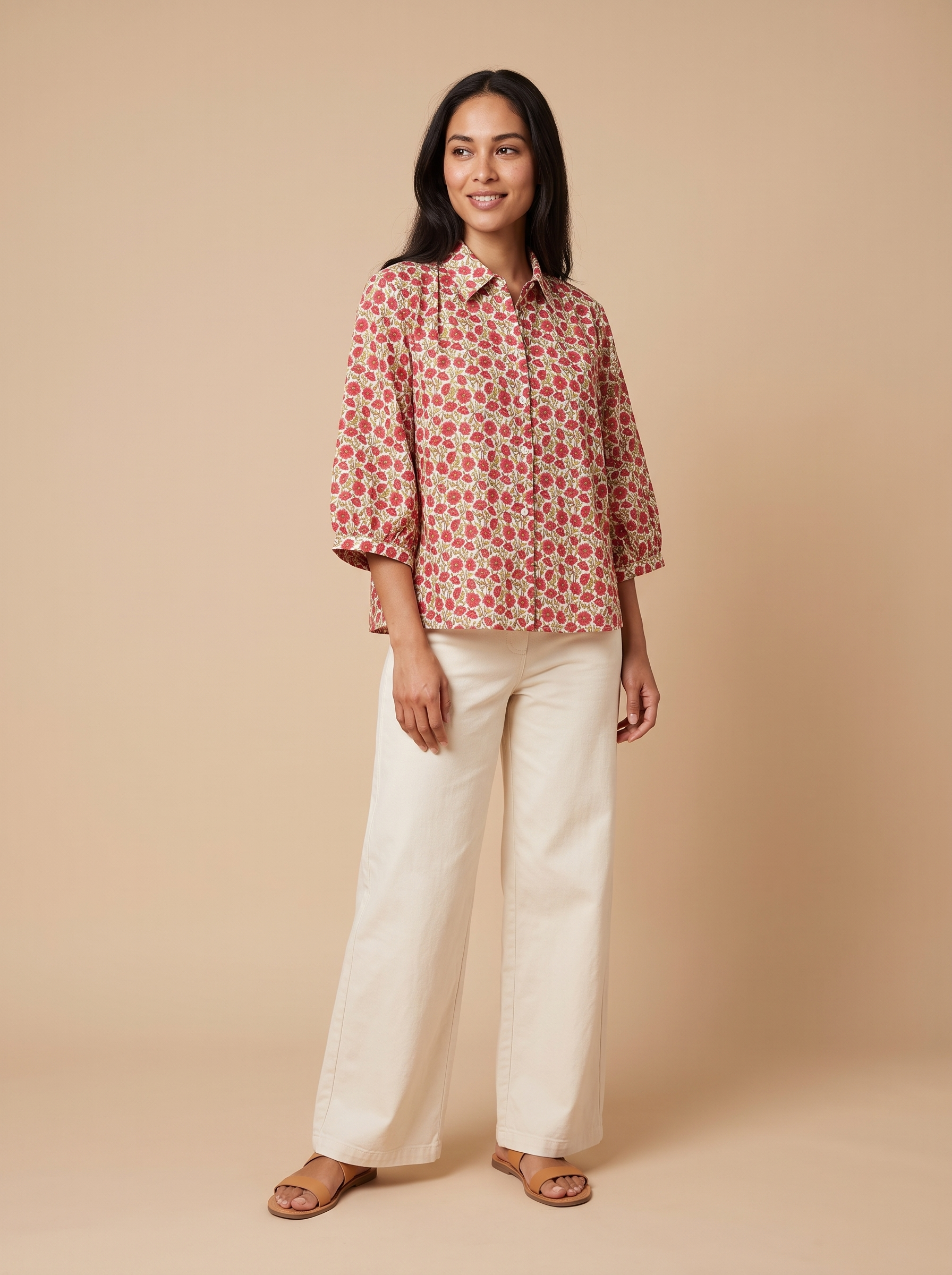 Chemise Jeanne Rouge — vue 3/4 portée