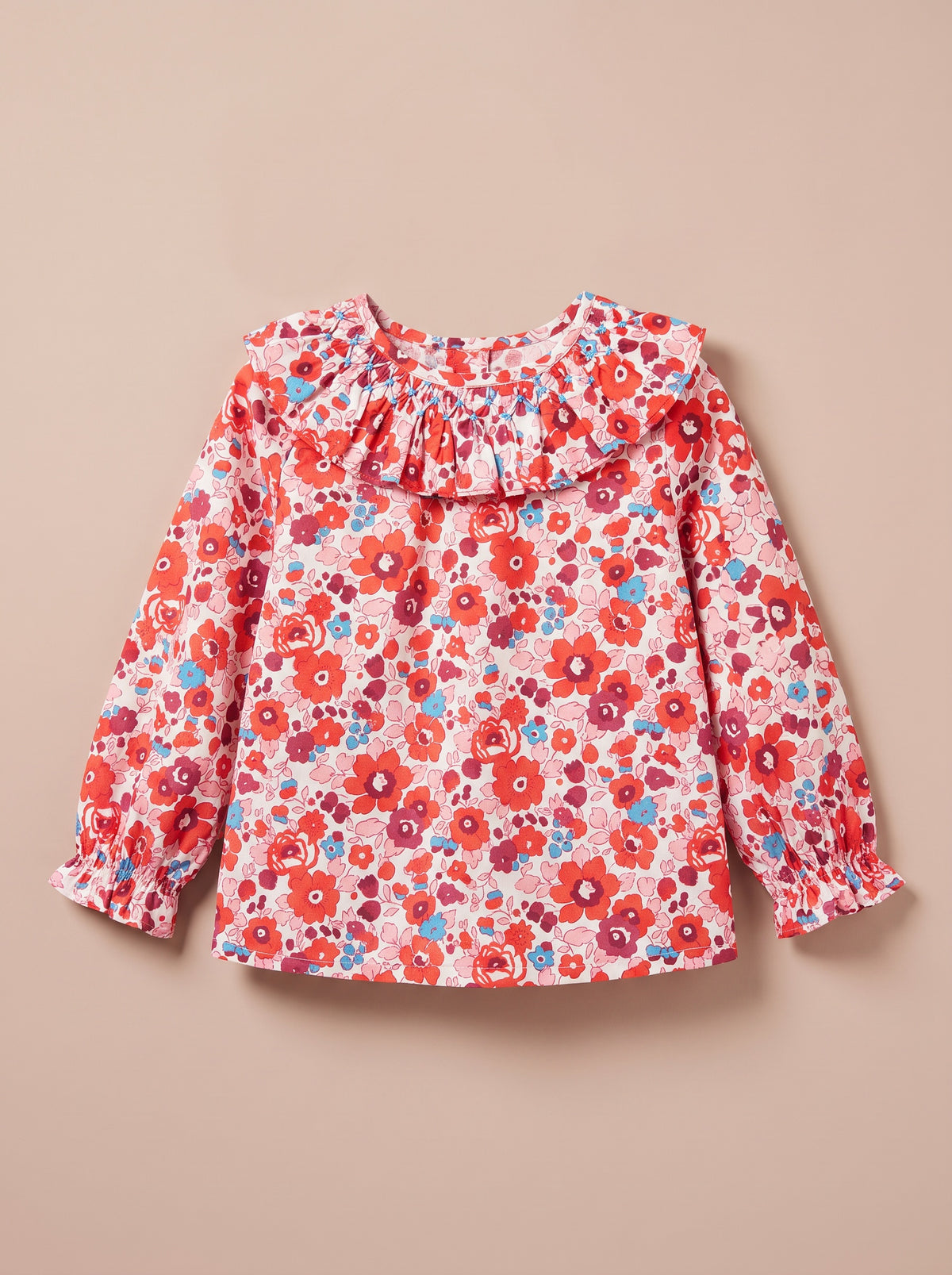 Blouse Rio Betsy rouge - face, collerette smockée