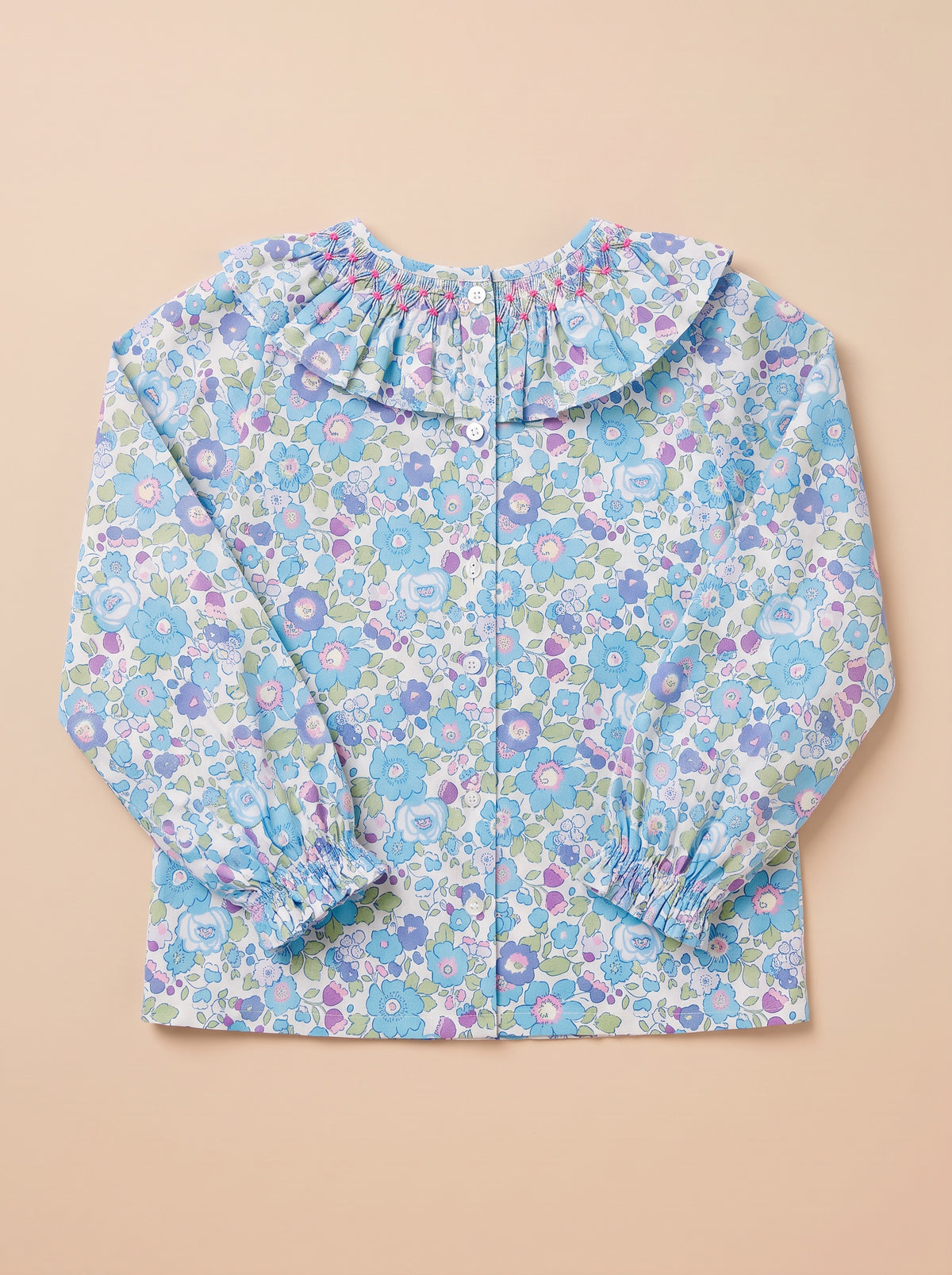 Blouse Rio bleu violet - vue de dos à plat, boutonnage dos