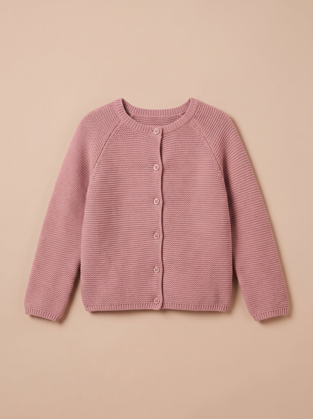 Cardigan Jessy rose à plat - tricot point mousse
