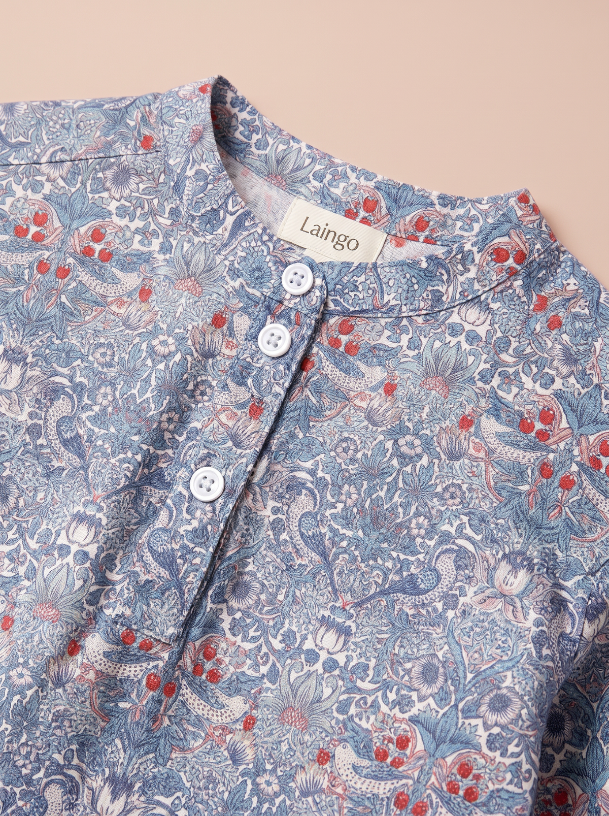 Chemise Perry Baia - détail du col mao et des boutons