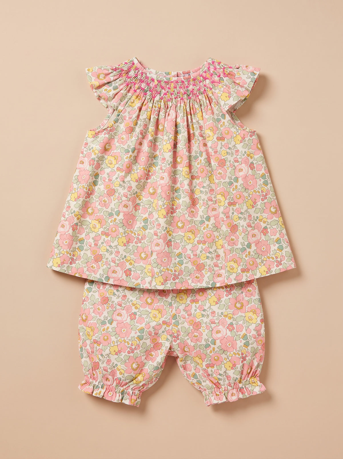 Ensemble top Candice et bloomer Romy Liberty Betsy jaune, à plat