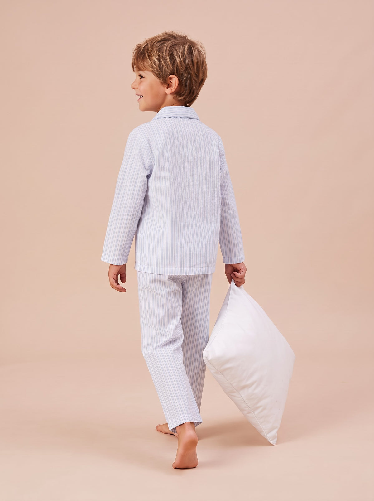 Pyjama bleu à rayures de dos