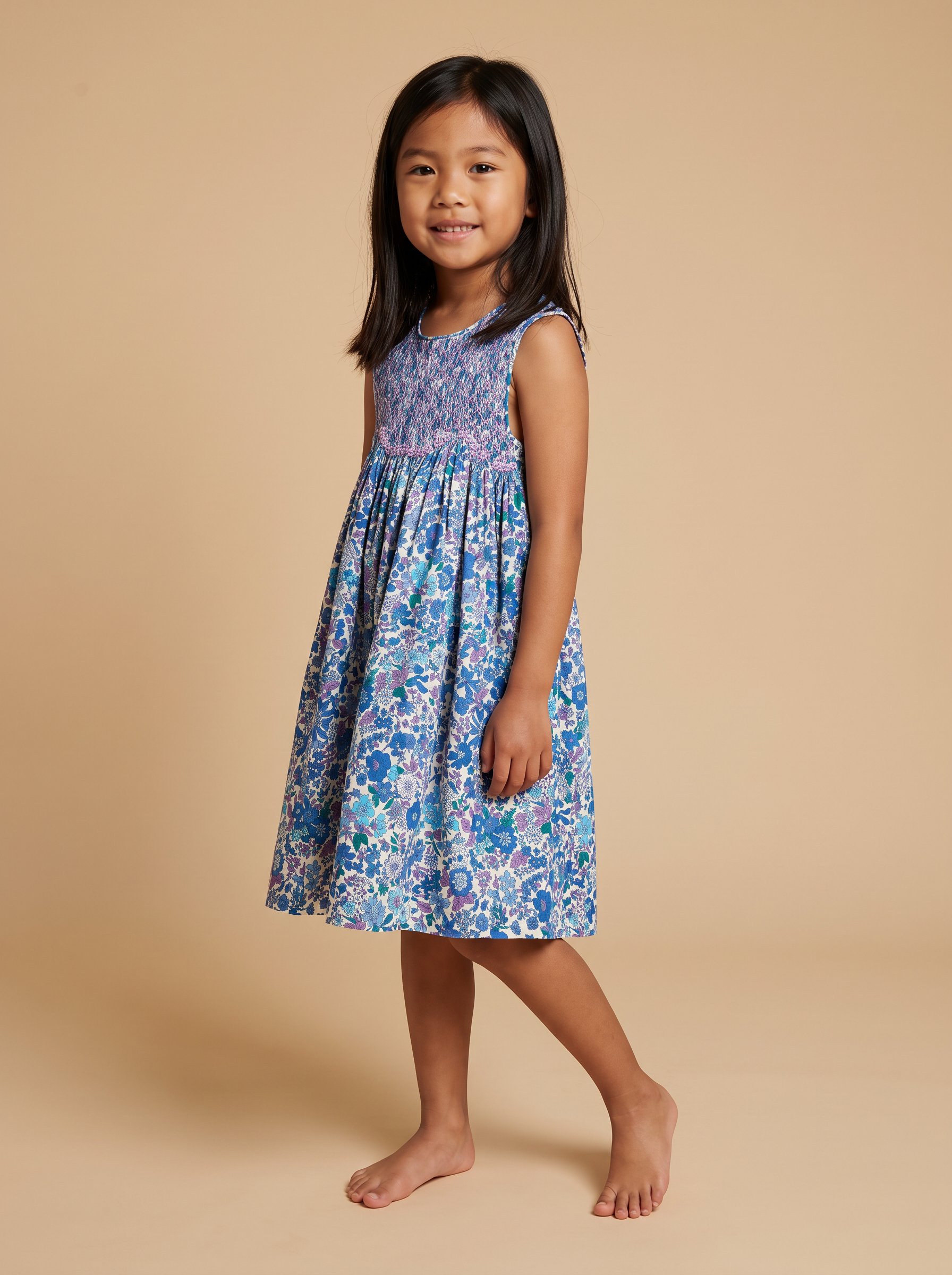 Robe Rita Aurora bleu - vue 3/4 portée