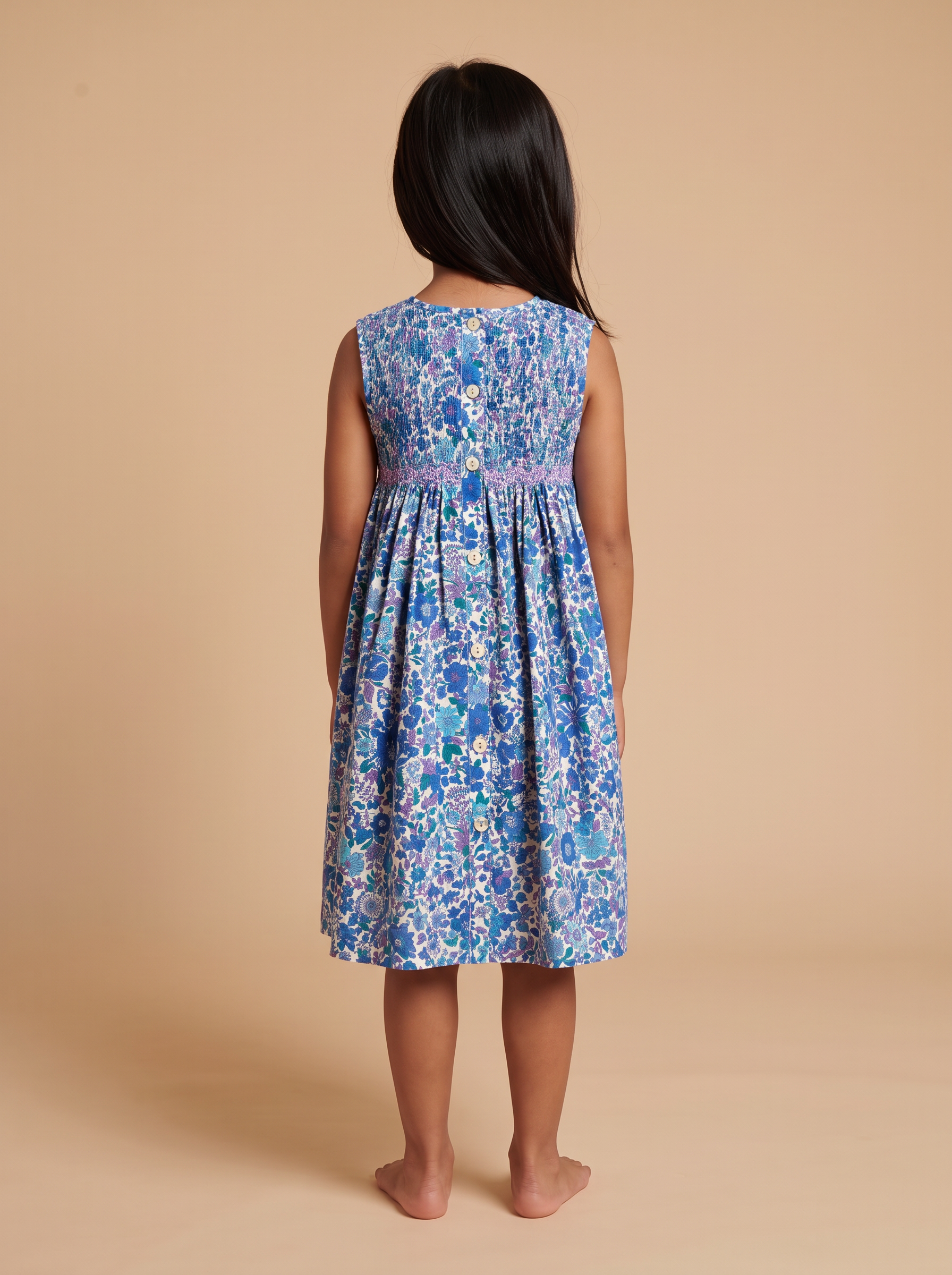 Robe Rita Aurora bleu - dos, boutonnage