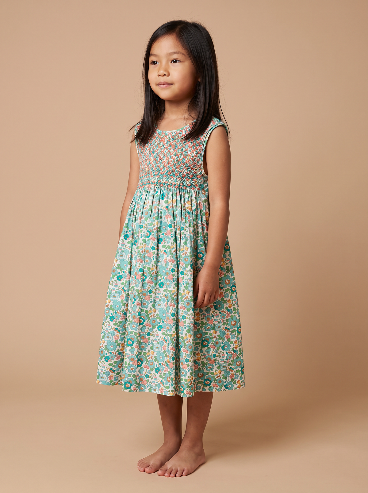 Robe Rita Betsy vert - vue 3/4 portée