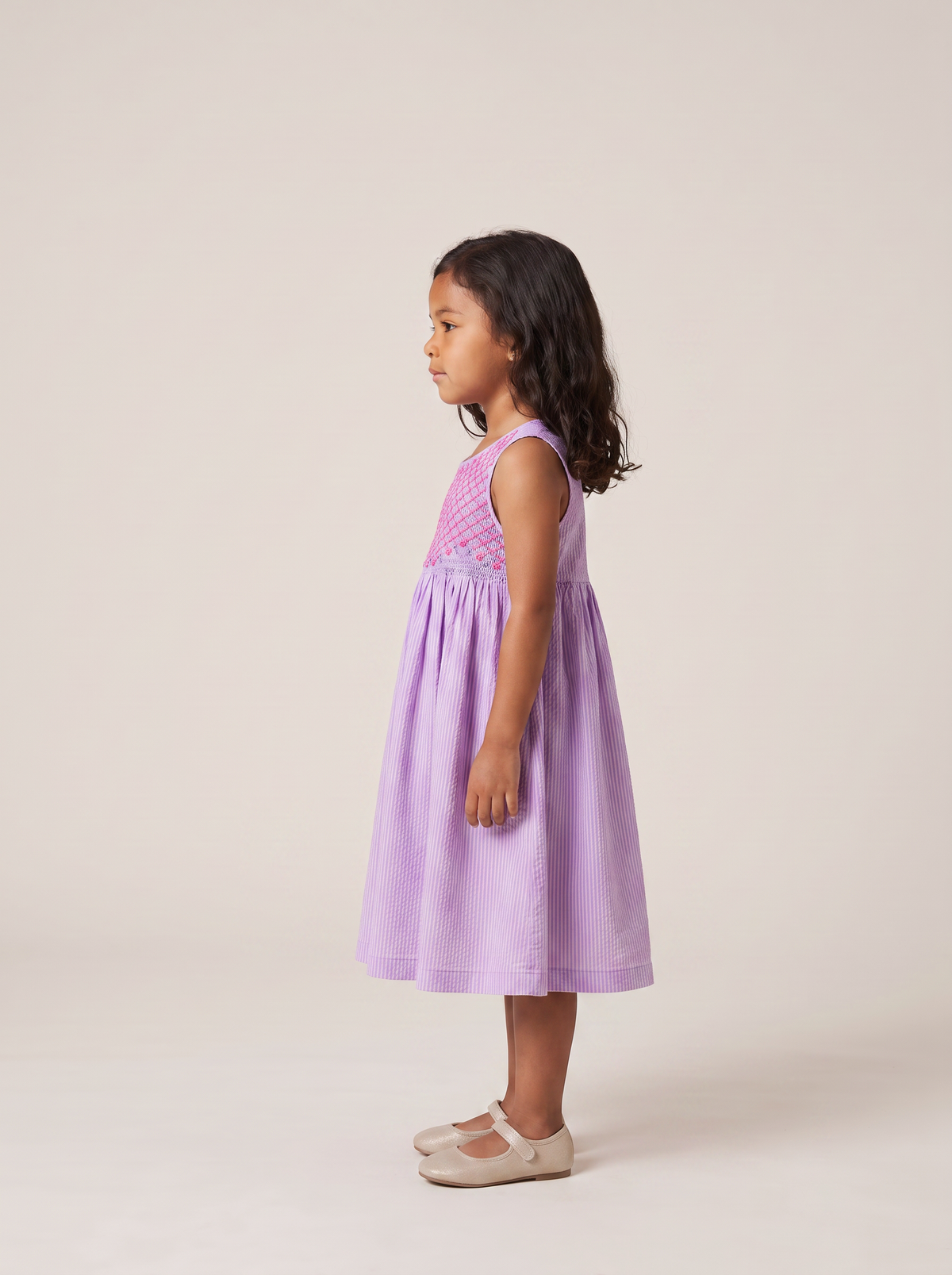 Robe Rita violet raye - profil