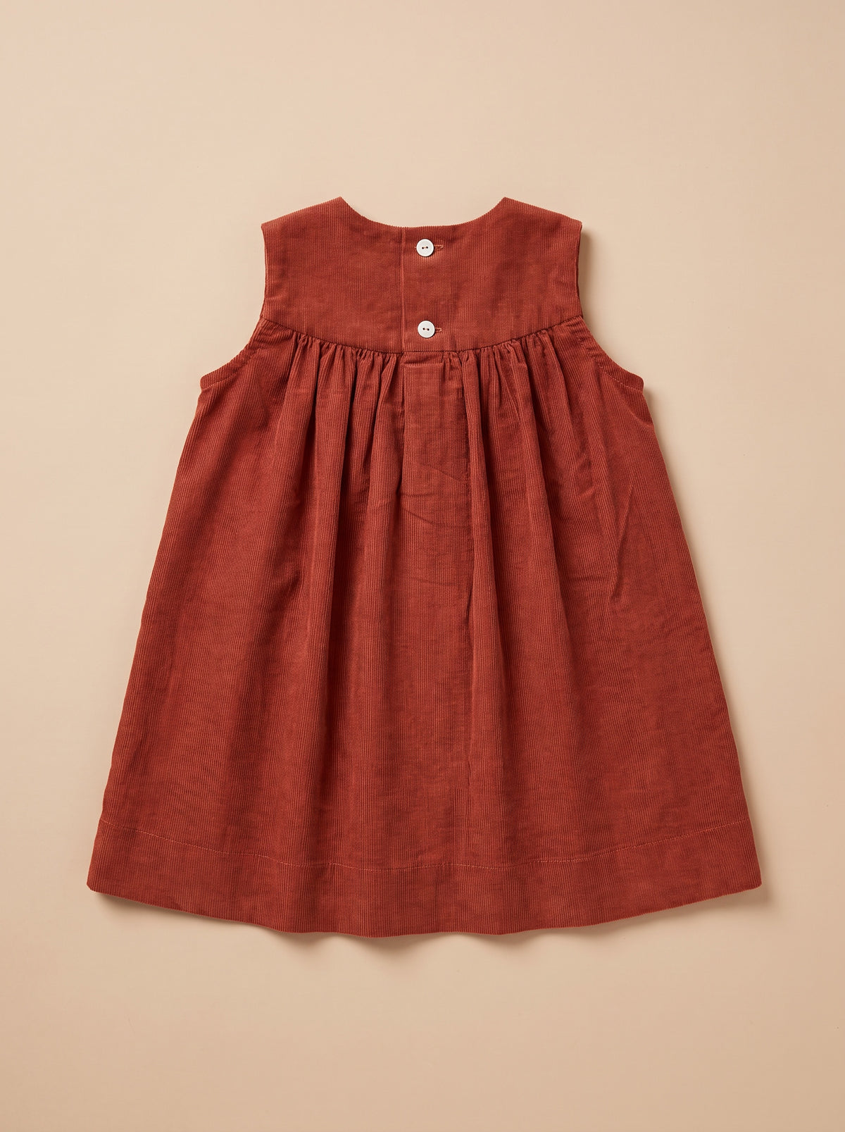 Robe Lalie Épices à plat - vue de dos, deux boutons