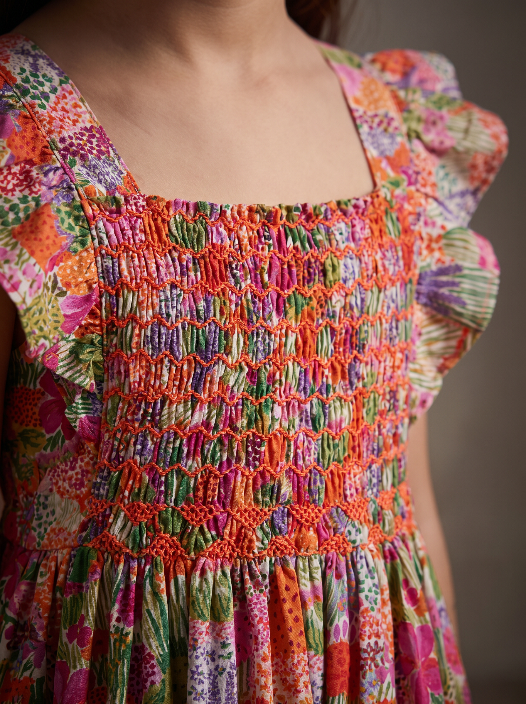 Robe Suzie oyana - détail du col smocké