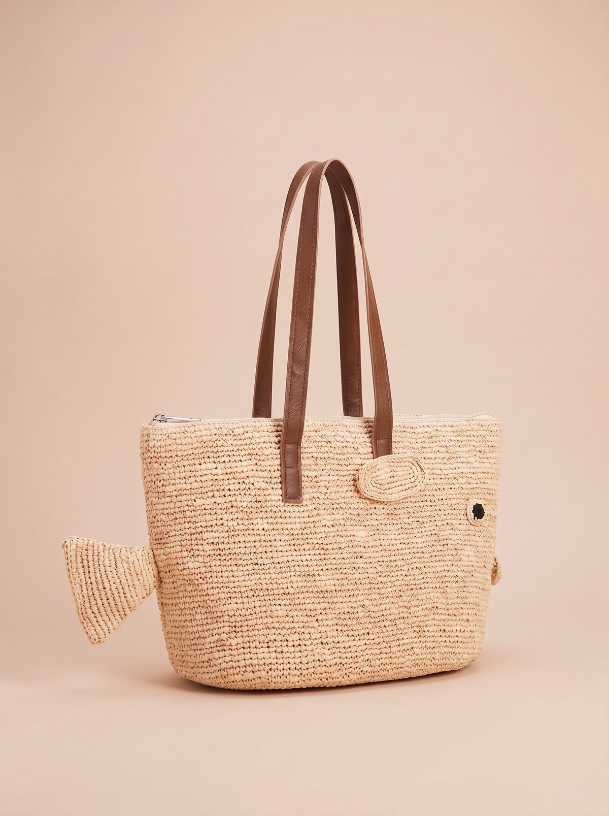 Sac Poisson en raphia – vue 3/4